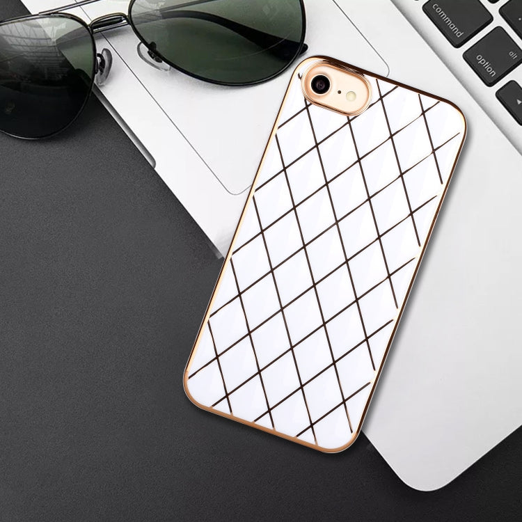 For iPhone SE 2022 / SE 2020 / 8 / 7 Electroplated Rhombic Pattern Sheepskin TPU Protective Case