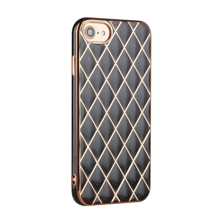 For iPhone SE 2022 / SE 2020 / 8 / 7 Electroplated Rhombic Pattern Sheepskin TPU Protective Case