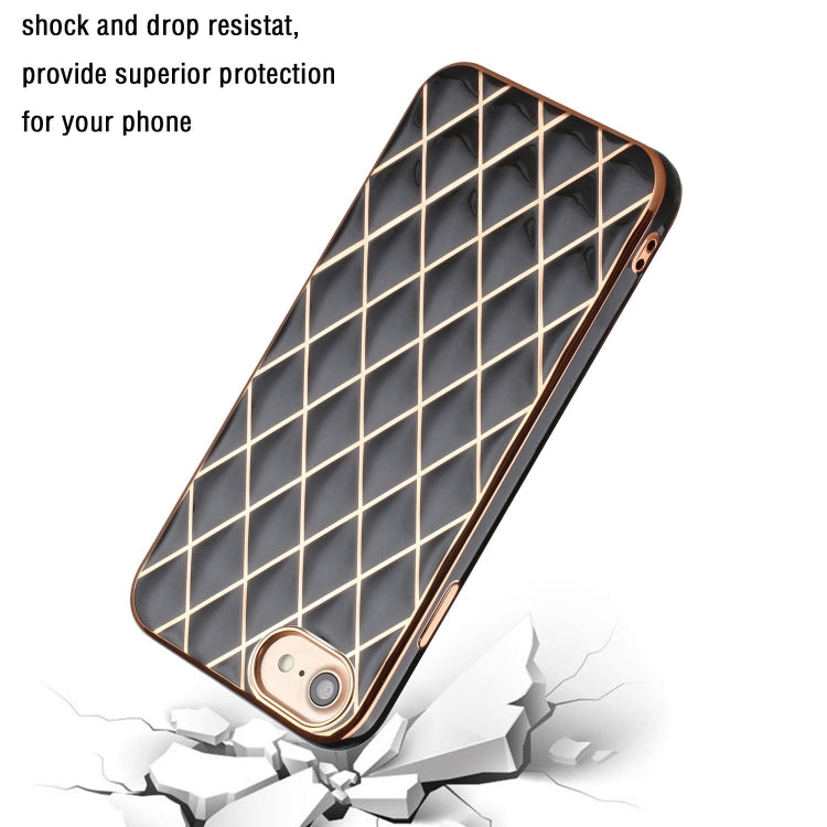 For iPhone SE 2022 / SE 2020 / 8 / 7 Electroplated Rhombic Pattern Sheepskin TPU Protective Case