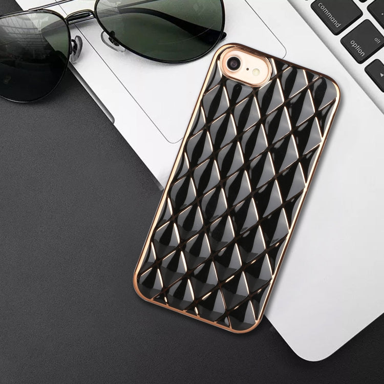For iPhone SE 2022 / SE 2020 / 8 / 7 Electroplated Rhombic Pattern Sheepskin TPU Protective Case