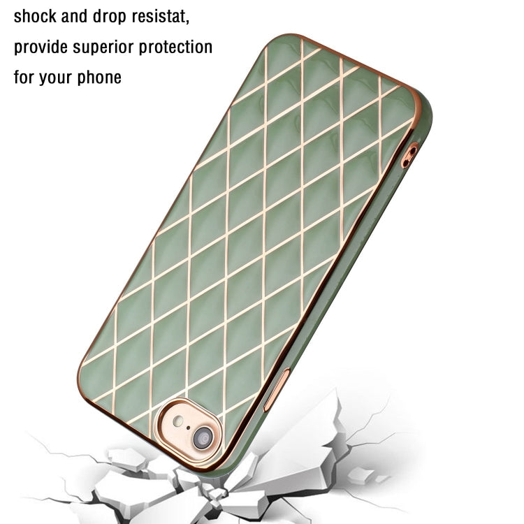 For iPhone SE 2022 / SE 2020 / 8 / 7 Electroplated Rhombic Pattern Sheepskin TPU Protective Case