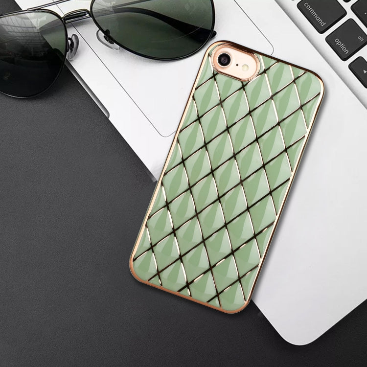 For iPhone SE 2022 / SE 2020 / 8 / 7 Electroplated Rhombic Pattern Sheepskin TPU Protective Case