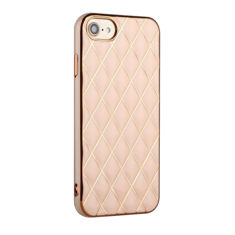 For iPhone SE 2022 / SE 2020 / 8 / 7 Electroplated Rhombic Pattern Sheepskin TPU Protective Case