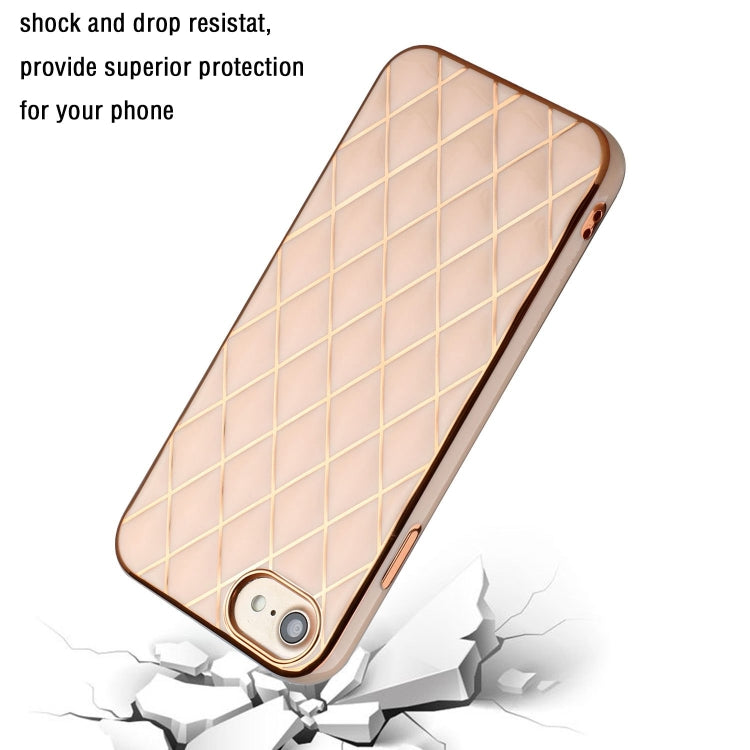 For iPhone SE 2022 / SE 2020 / 8 / 7 Electroplated Rhombic Pattern Sheepskin TPU Protective Case