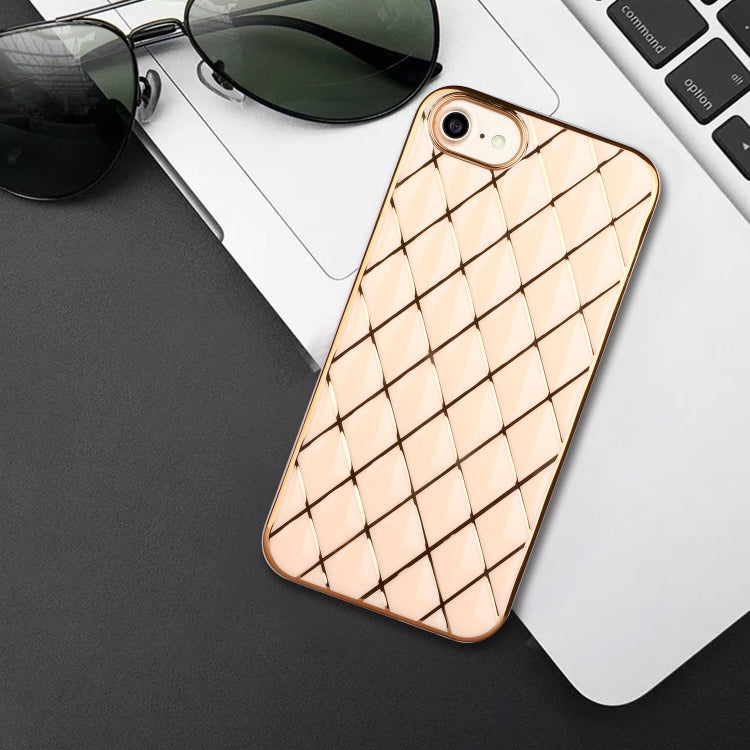 For iPhone SE 2022 / SE 2020 / 8 / 7 Electroplated Rhombic Pattern Sheepskin TPU Protective Case