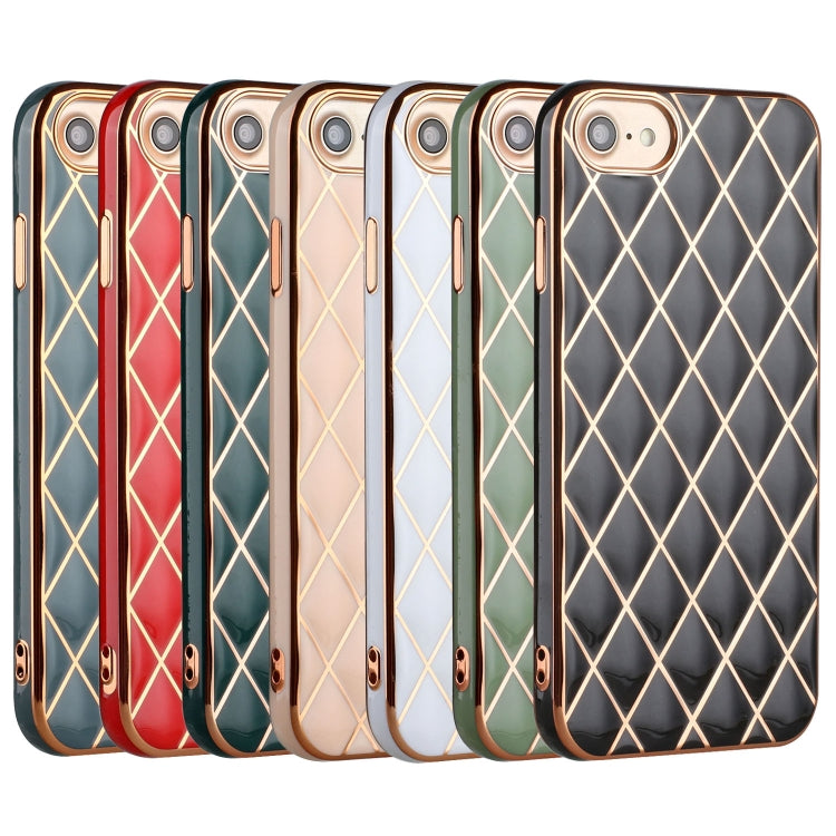 For iPhone SE 2022 / SE 2020 / 8 / 7 Electroplated Rhombic Pattern Sheepskin TPU Protective Case