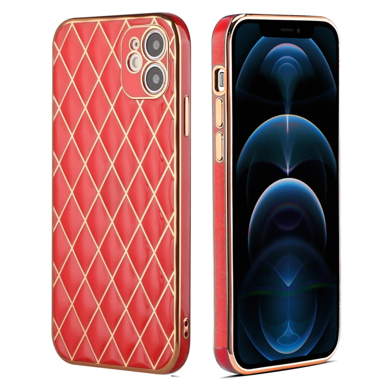 For iPhone 11 Electroplated Rhombic Pattern Sheepskin TPU Protective Case