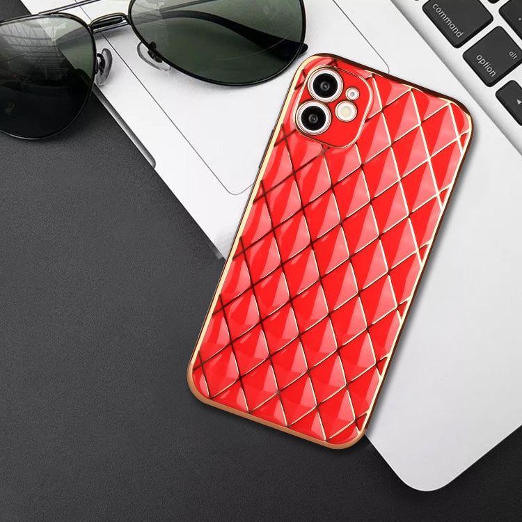 For iPhone 11 Electroplated Rhombic Pattern Sheepskin TPU Protective Case
