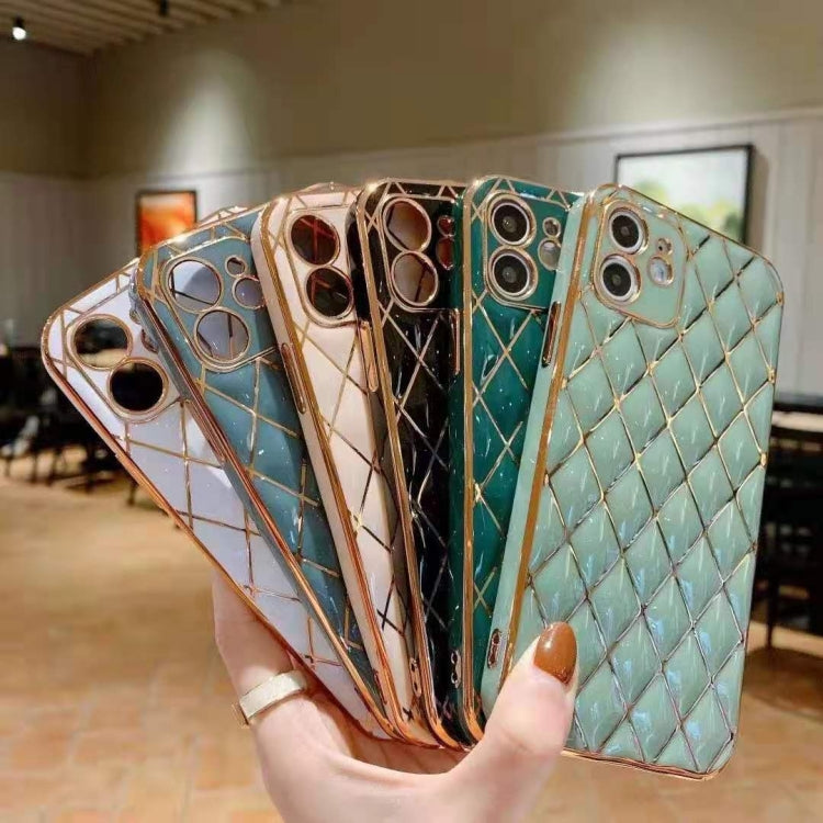 For iPhone 11 Electroplated Rhombic Pattern Sheepskin TPU Protective Case