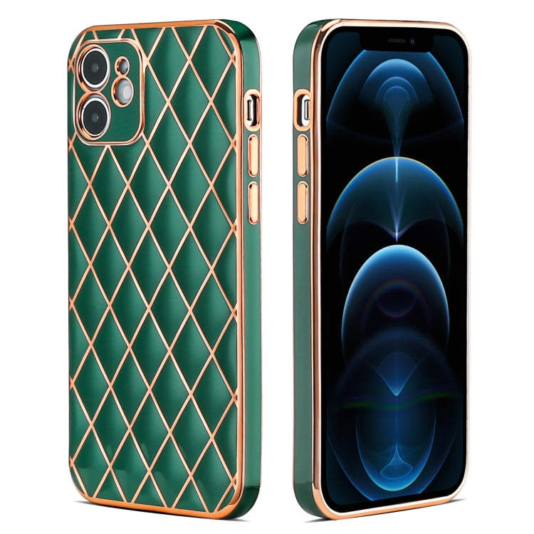 For iPhone 11 Electroplated Rhombic Pattern Sheepskin TPU Protective Case