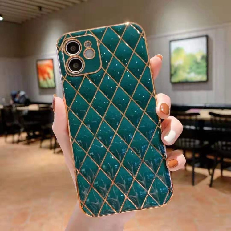 For iPhone 11 Electroplated Rhombic Pattern Sheepskin TPU Protective Case