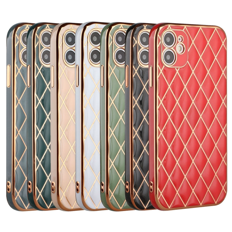 For iPhone 11 Electroplated Rhombic Pattern Sheepskin TPU Protective Case
