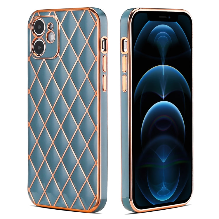 For iPhone 11 Electroplated Rhombic Pattern Sheepskin TPU Protective Case