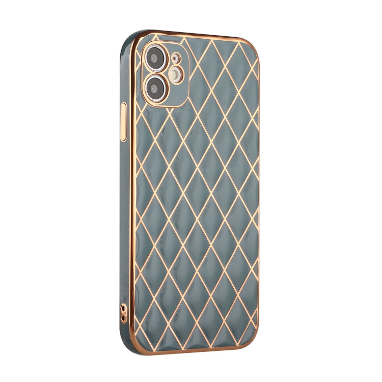 For iPhone 11 Electroplated Rhombic Pattern Sheepskin TPU Protective Case
