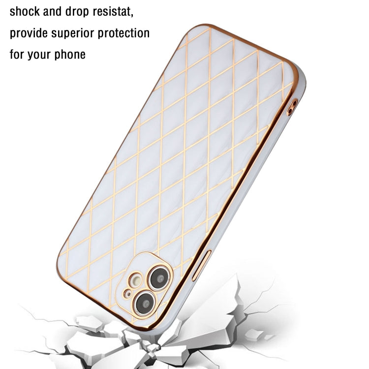 For iPhone 11 Electroplated Rhombic Pattern Sheepskin TPU Protective Case