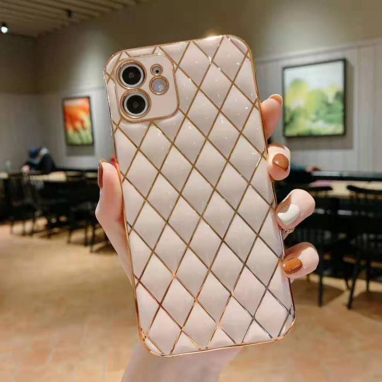 For iPhone 11 Electroplated Rhombic Pattern Sheepskin TPU Protective Case