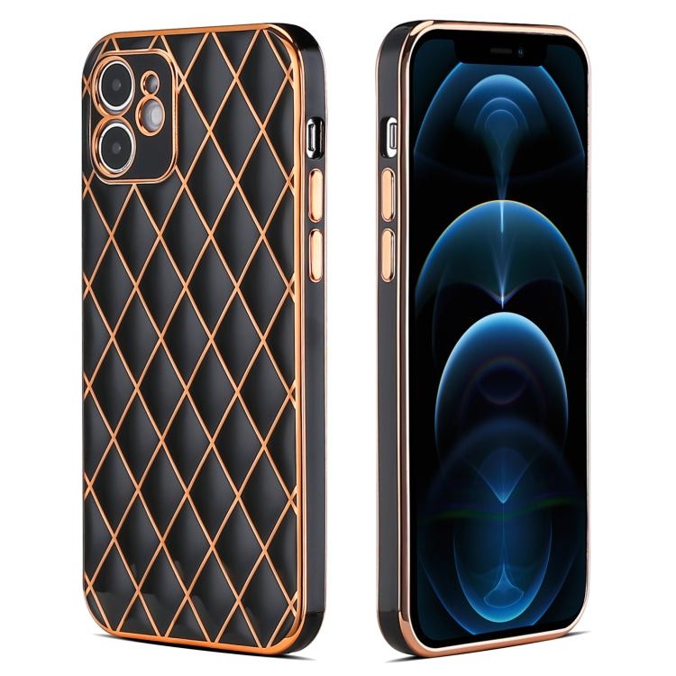 For iPhone 11 Electroplated Rhombic Pattern Sheepskin TPU Protective Case