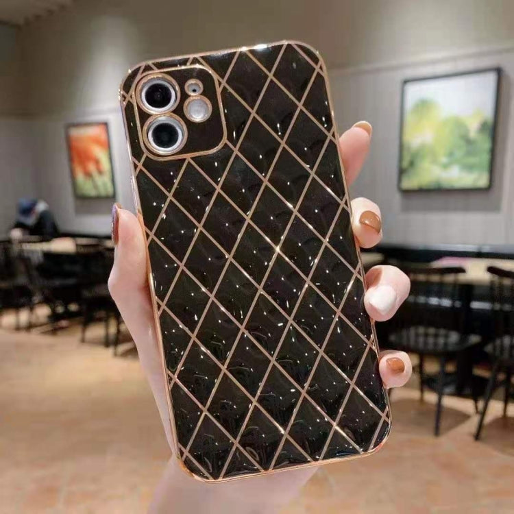 For iPhone 11 Electroplated Rhombic Pattern Sheepskin TPU Protective Case