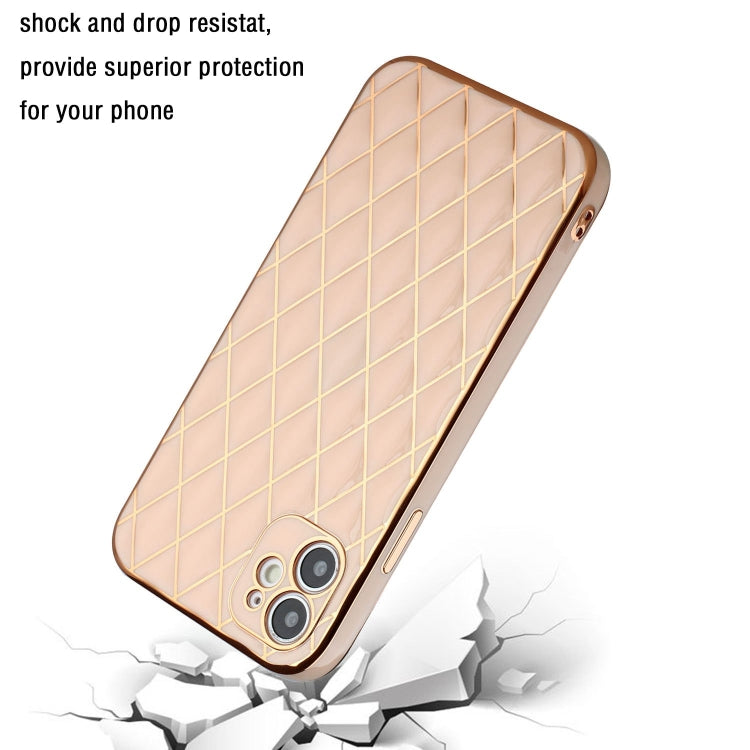 For iPhone 11 Electroplated Rhombic Pattern Sheepskin TPU Protective Case