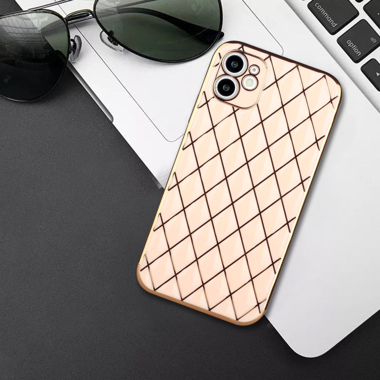 For iPhone 11 Electroplated Rhombic Pattern Sheepskin TPU Protective Case