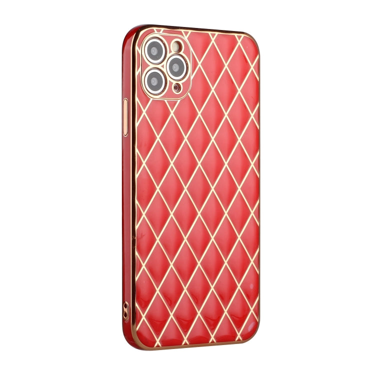 For iPhone 11 Pro Electroplated Rhombic Pattern Sheepskin TPU Protective Case