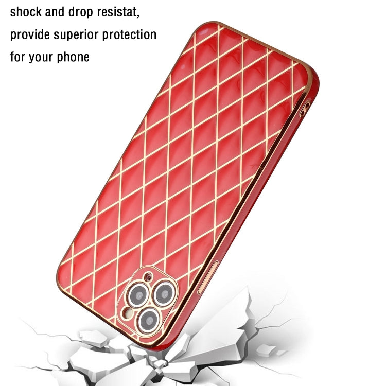 For iPhone 11 Pro Electroplated Rhombic Pattern Sheepskin TPU Protective Case