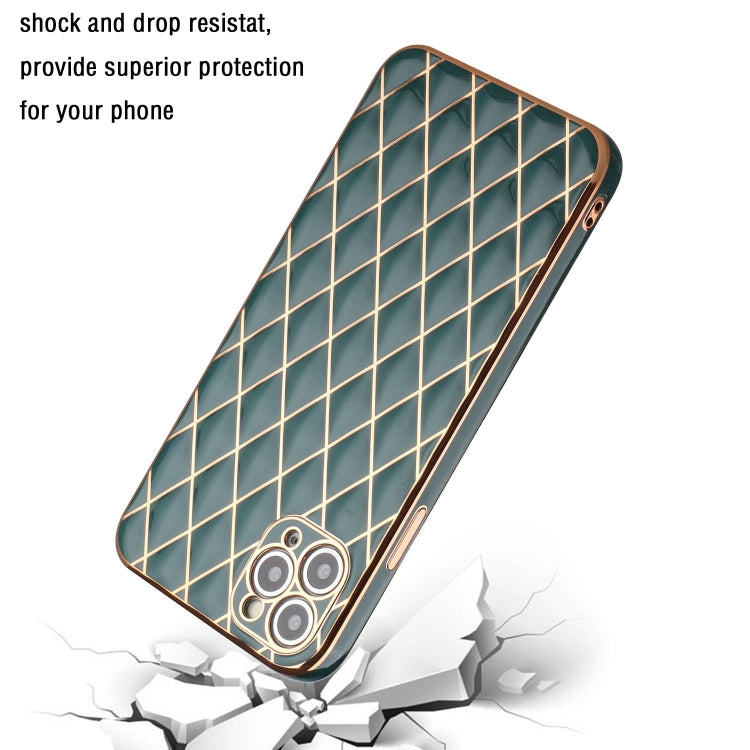 For iPhone 11 Pro Electroplated Rhombic Pattern Sheepskin TPU Protective Case