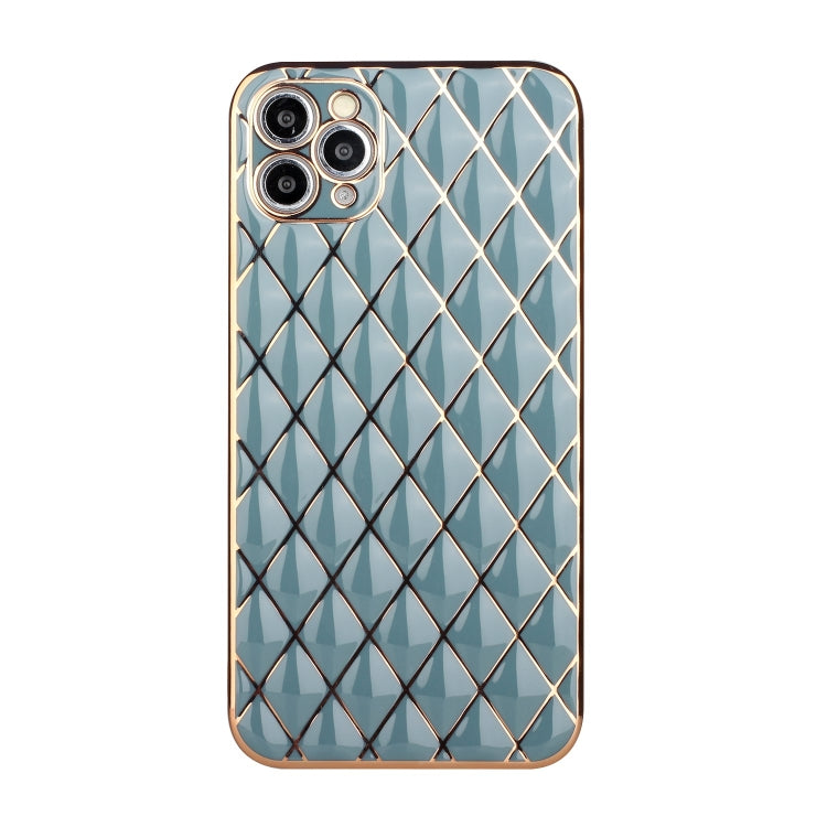 For iPhone 11 Pro Electroplated Rhombic Pattern Sheepskin TPU Protective Case