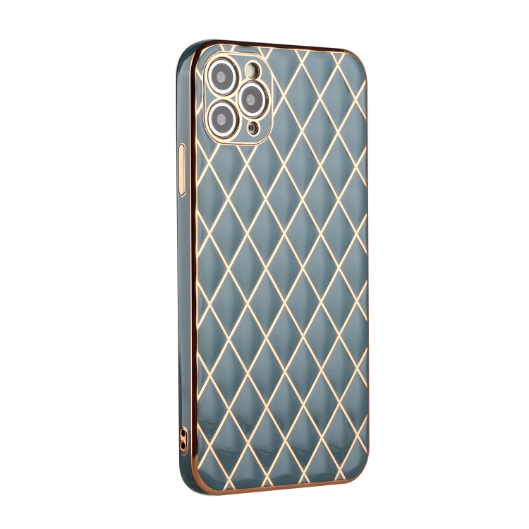 For iPhone 11 Pro Electroplated Rhombic Pattern Sheepskin TPU Protective Case