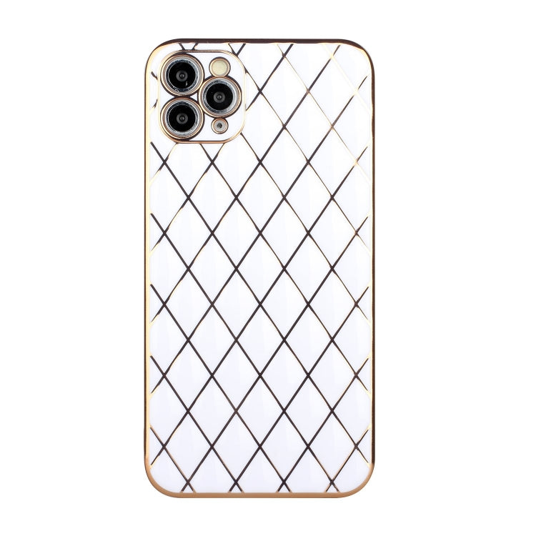 For iPhone 11 Pro Electroplated Rhombic Pattern Sheepskin TPU Protective Case