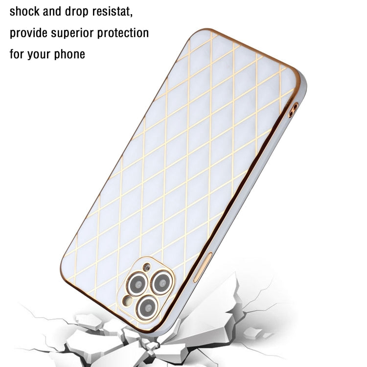 For iPhone 11 Pro Electroplated Rhombic Pattern Sheepskin TPU Protective Case