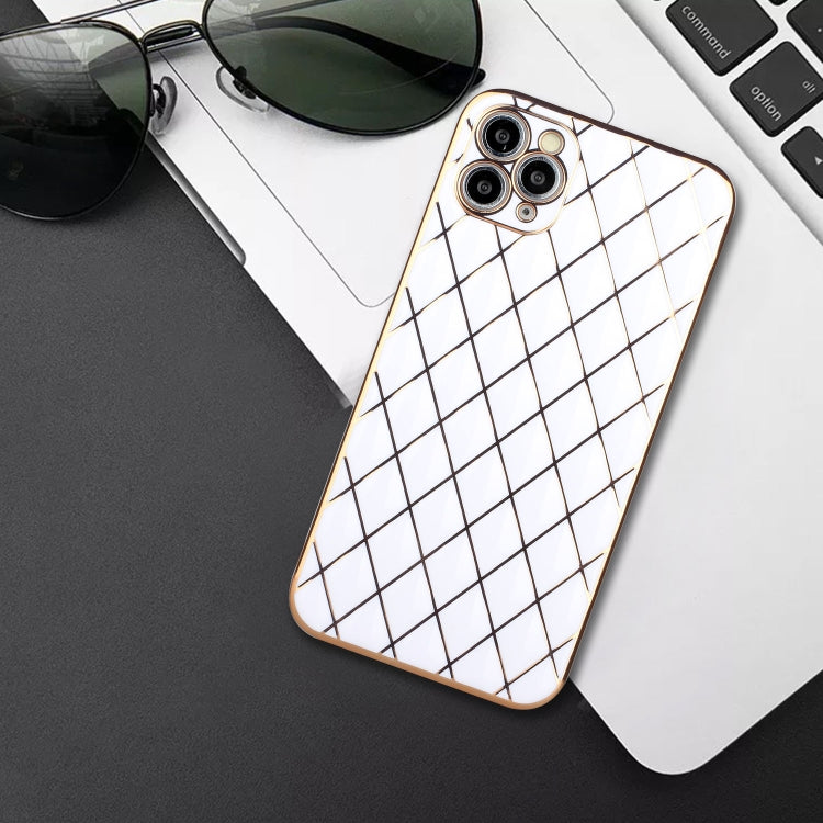 For iPhone 11 Pro Electroplated Rhombic Pattern Sheepskin TPU Protective Case