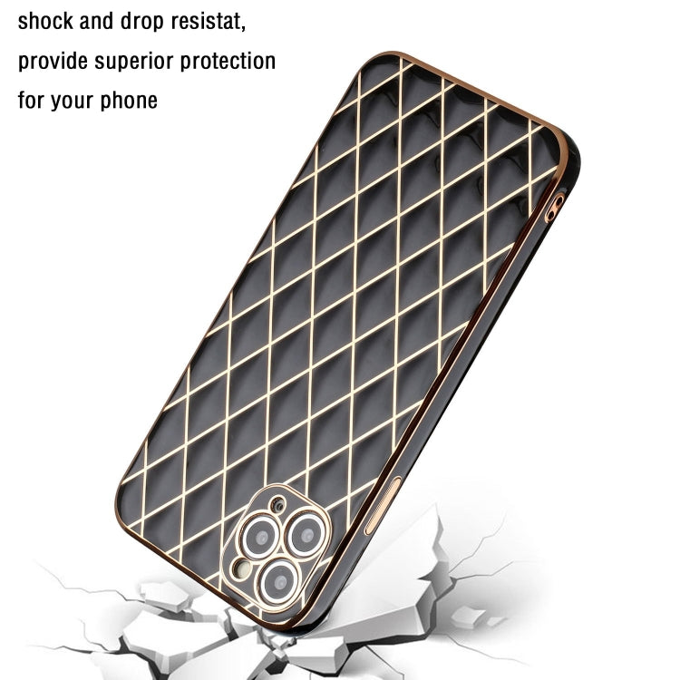 For iPhone 11 Pro Electroplated Rhombic Pattern Sheepskin TPU Protective Case