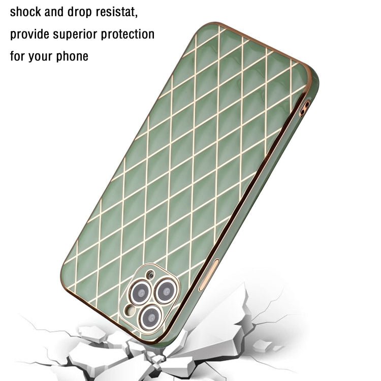 For iPhone 11 Pro Electroplated Rhombic Pattern Sheepskin TPU Protective Case