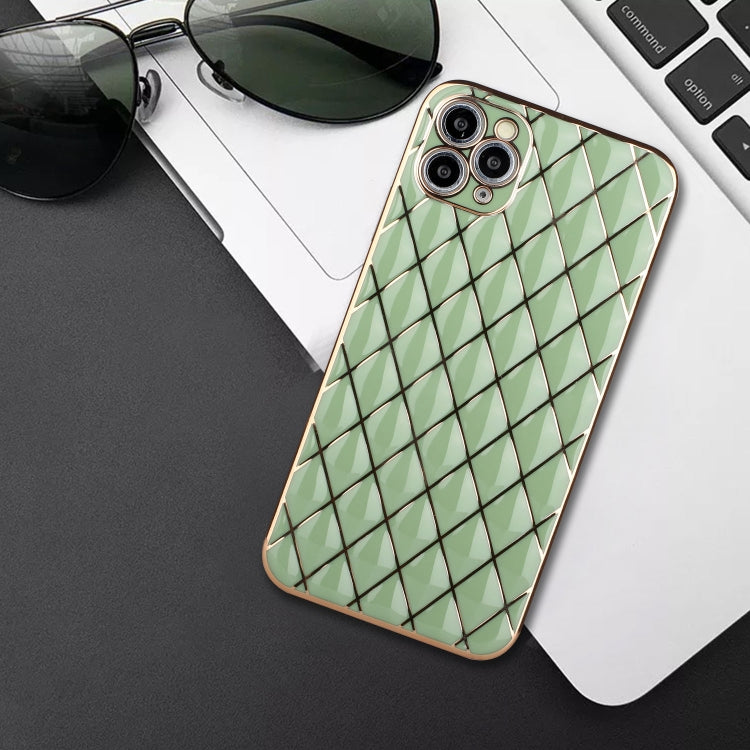 For iPhone 11 Pro Electroplated Rhombic Pattern Sheepskin TPU Protective Case