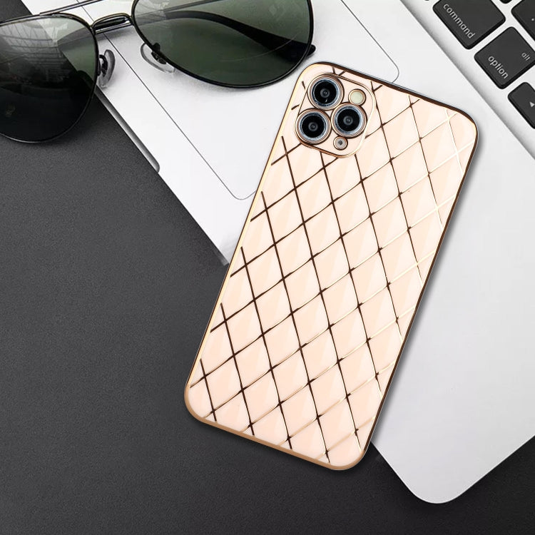 For iPhone 11 Pro Electroplated Rhombic Pattern Sheepskin TPU Protective Case