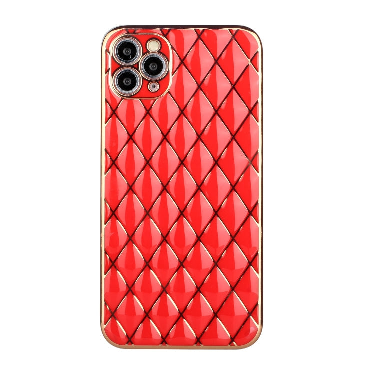 For iPhone 11 Pro Max Electroplated Rhombic Pattern Sheepskin TPU Protective Case