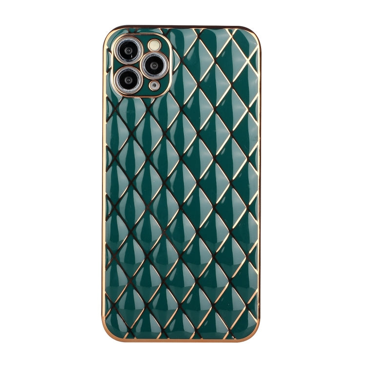 For iPhone 11 Pro Max Electroplated Rhombic Pattern Sheepskin TPU Protective Case