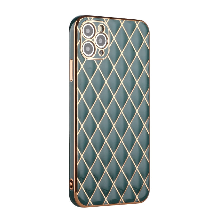 For iPhone 11 Pro Max Electroplated Rhombic Pattern Sheepskin TPU Protective Case