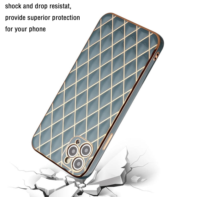 For iPhone 11 Pro Max Electroplated Rhombic Pattern Sheepskin TPU Protective Case