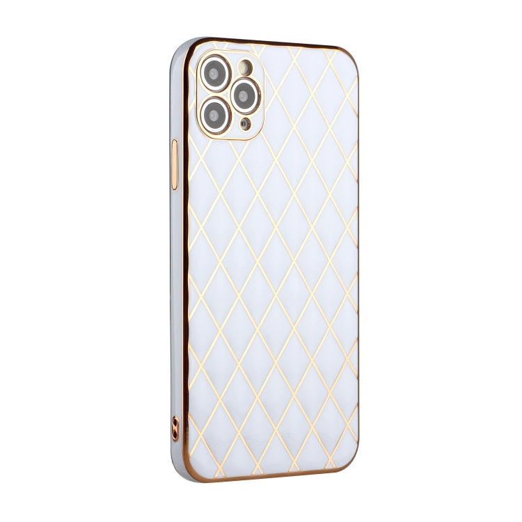 For iPhone 11 Pro Max Electroplated Rhombic Pattern Sheepskin TPU Protective Case