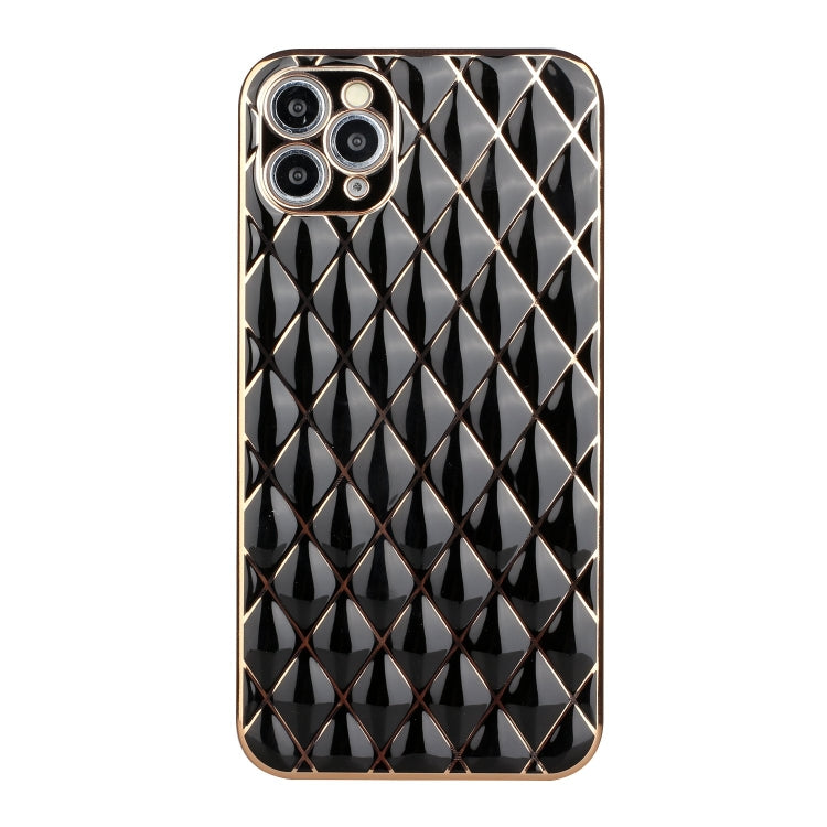 For iPhone 11 Pro Max Electroplated Rhombic Pattern Sheepskin TPU Protective Case