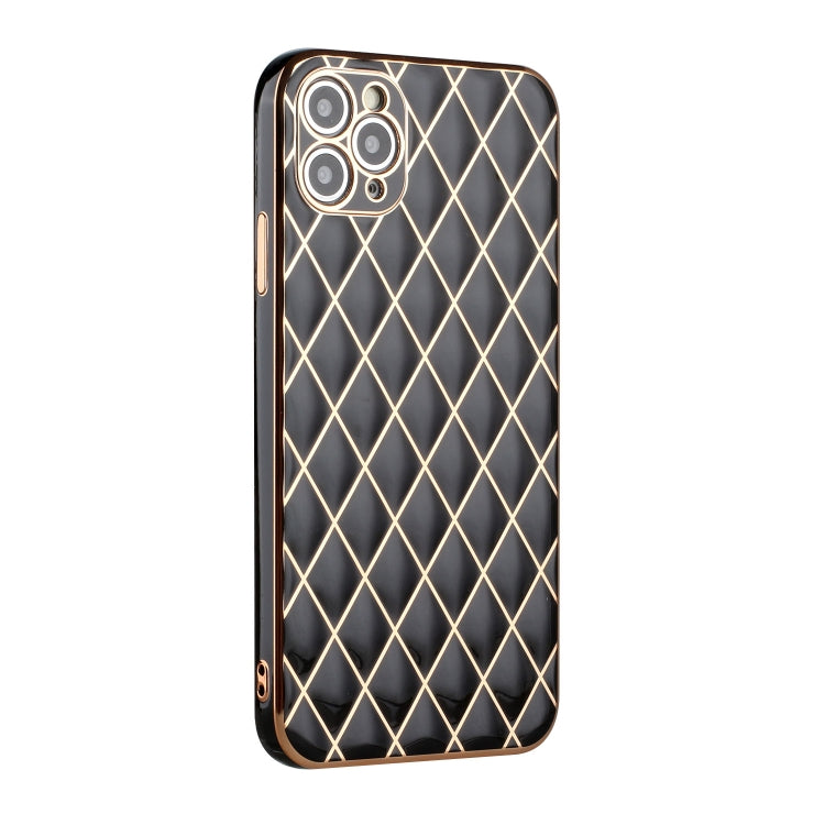 For iPhone 11 Pro Max Electroplated Rhombic Pattern Sheepskin TPU Protective Case