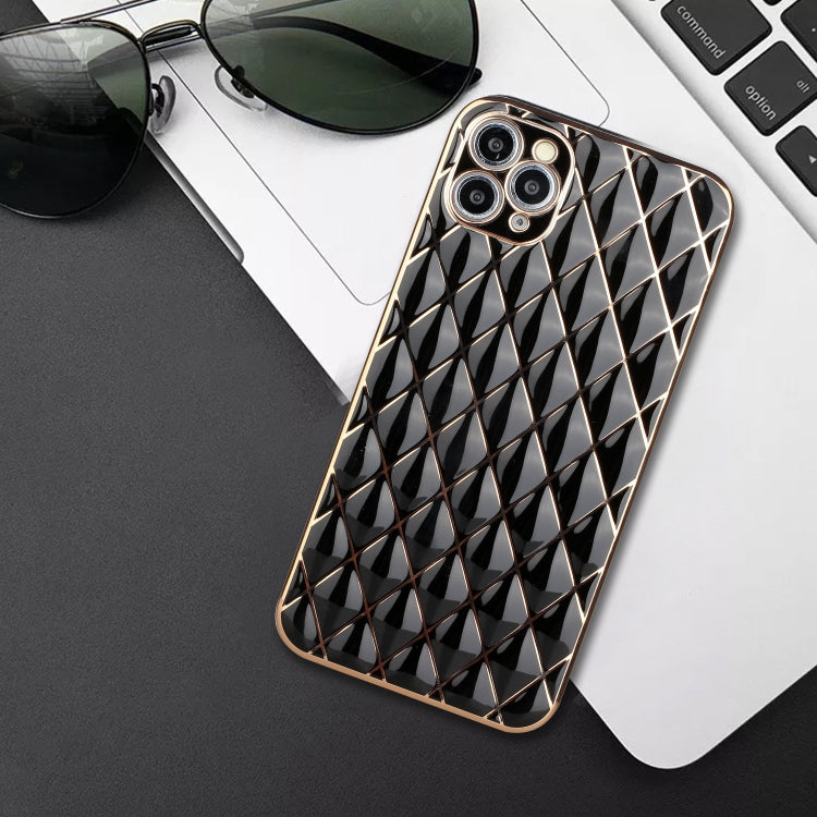 For iPhone 11 Pro Max Electroplated Rhombic Pattern Sheepskin TPU Protective Case