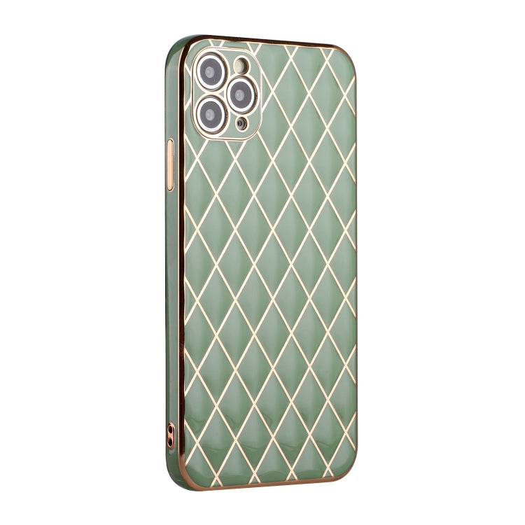 For iPhone 11 Pro Max Electroplated Rhombic Pattern Sheepskin TPU Protective Case