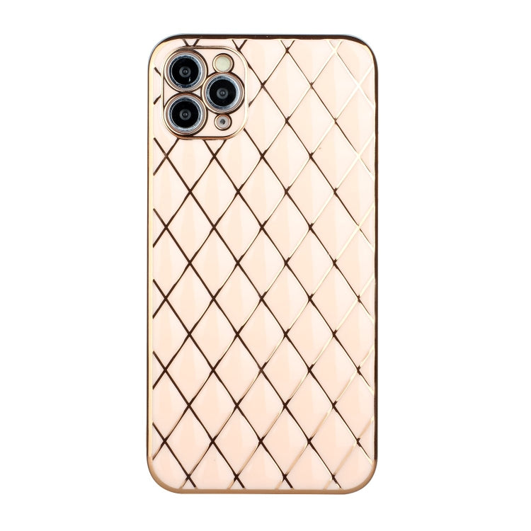 For iPhone 11 Pro Max Electroplated Rhombic Pattern Sheepskin TPU Protective Case