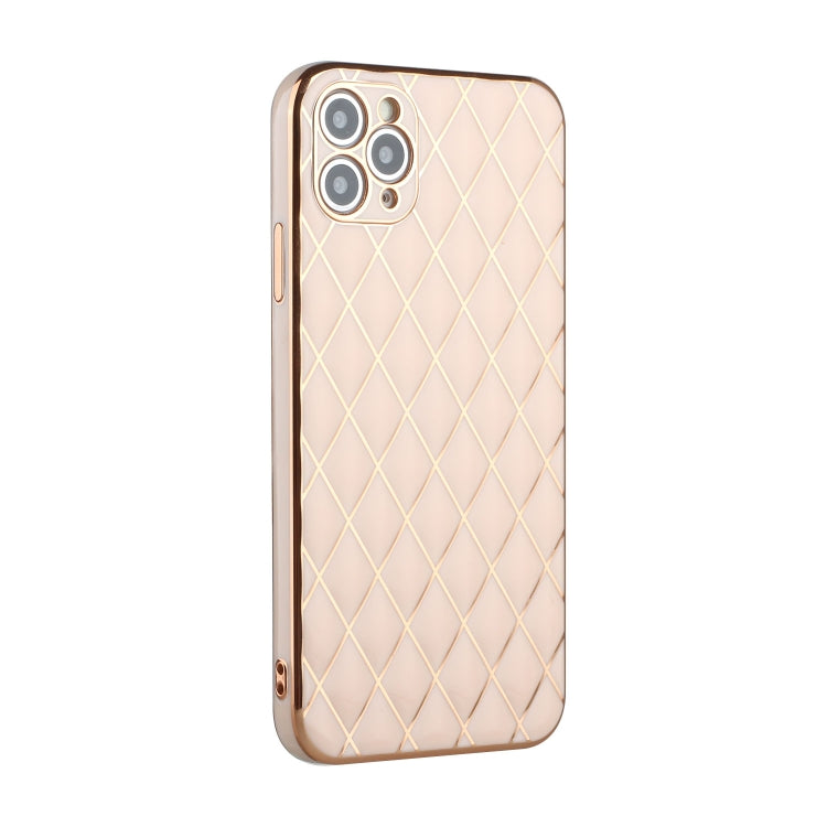 For iPhone 11 Pro Max Electroplated Rhombic Pattern Sheepskin TPU Protective Case