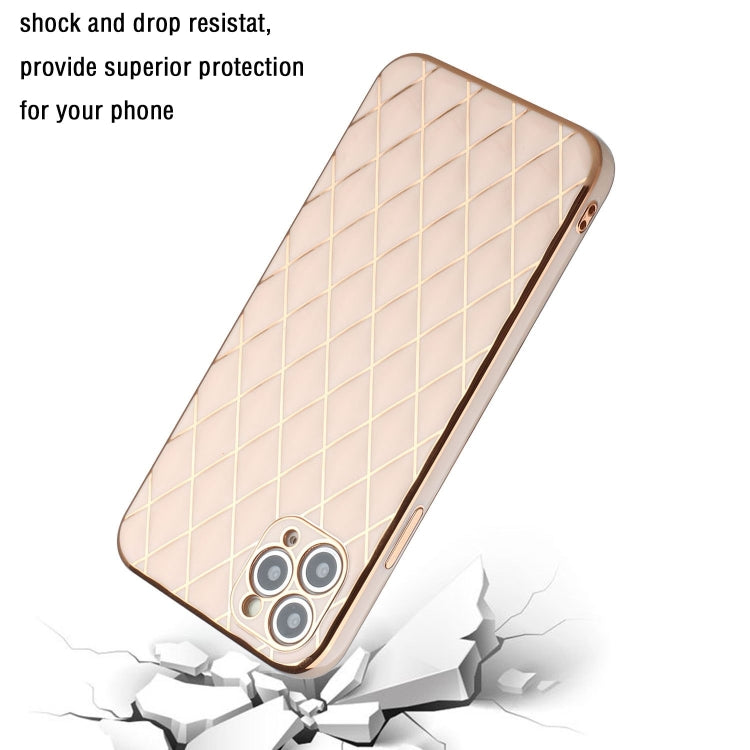 For iPhone 11 Pro Max Electroplated Rhombic Pattern Sheepskin TPU Protective Case