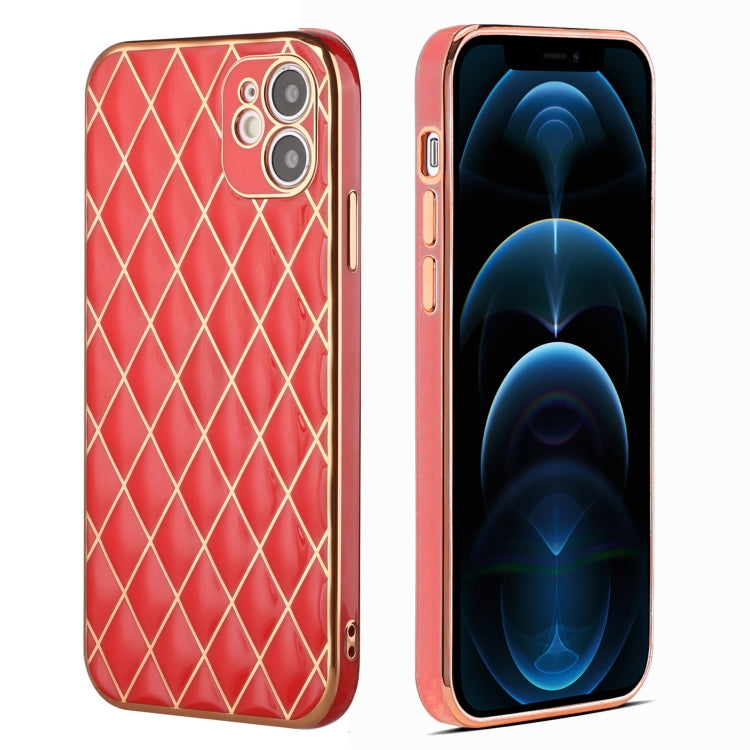 For iPhone 12 mini Electroplated Rhombic Pattern Sheepskin TPU Protective Case