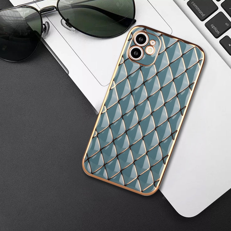 For iPhone 12 mini Electroplated Rhombic Pattern Sheepskin TPU Protective Case